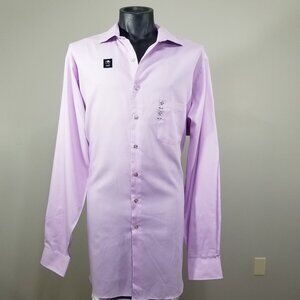 Shaquille O'Neal XLG Tall Fit Cooling Stretch Mens 18 38/39 Dress Shirt Lavender